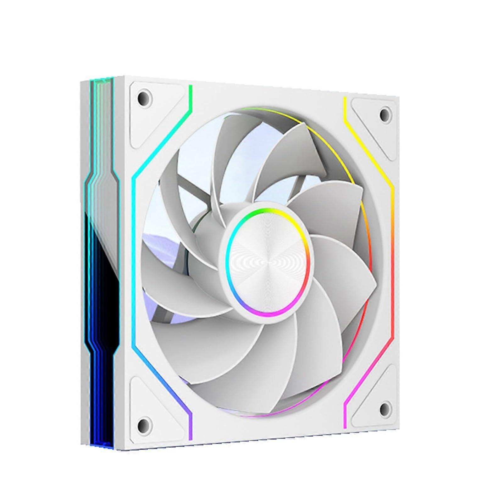 120mm ARGB PWM Case Fan White Reverse Performance Cooling with Noise Reduction and Lighting Effects