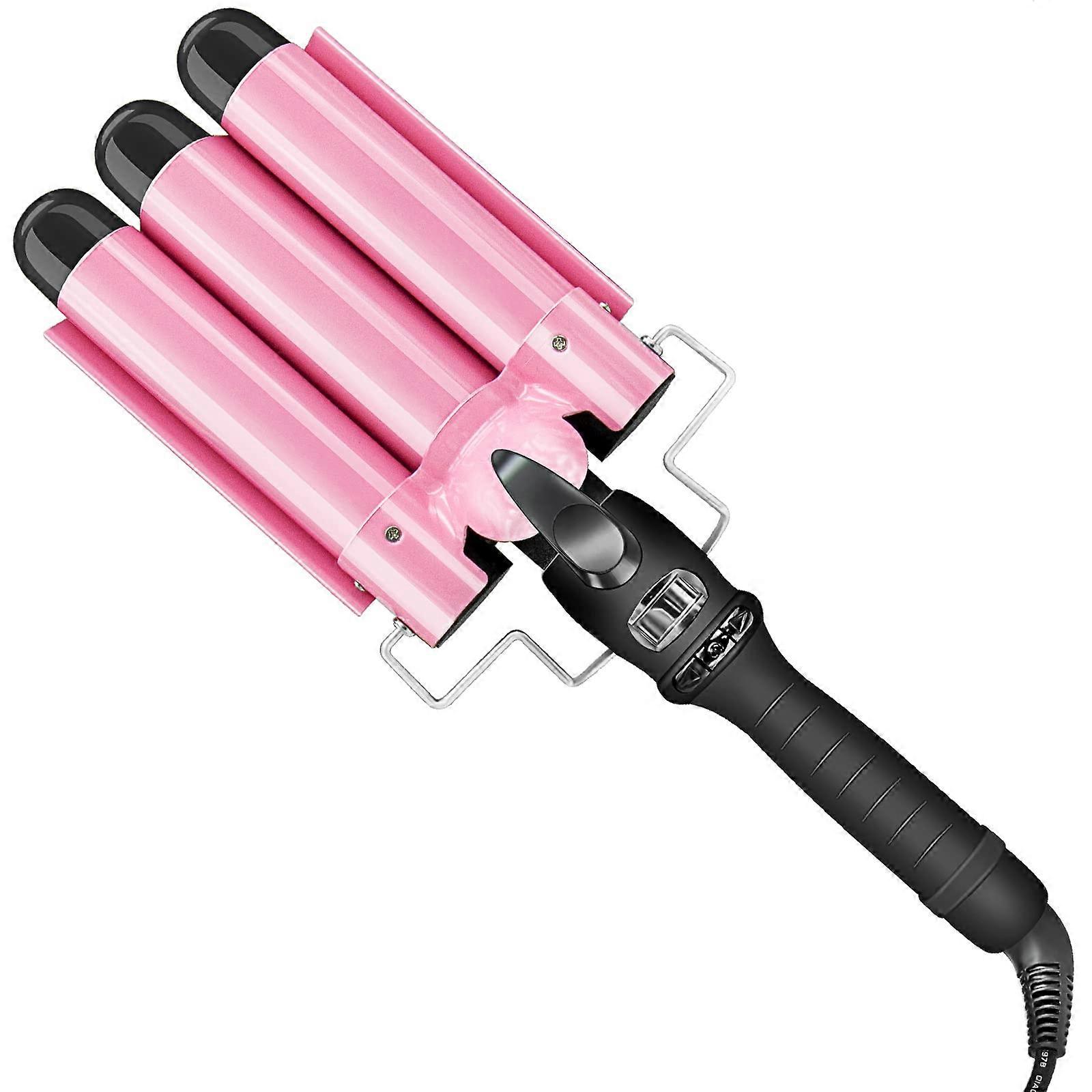 25mm Triple Barrel Curling Iron for Beach Waves with Ceramic Ionic Fast Styling and LCD Heat Control