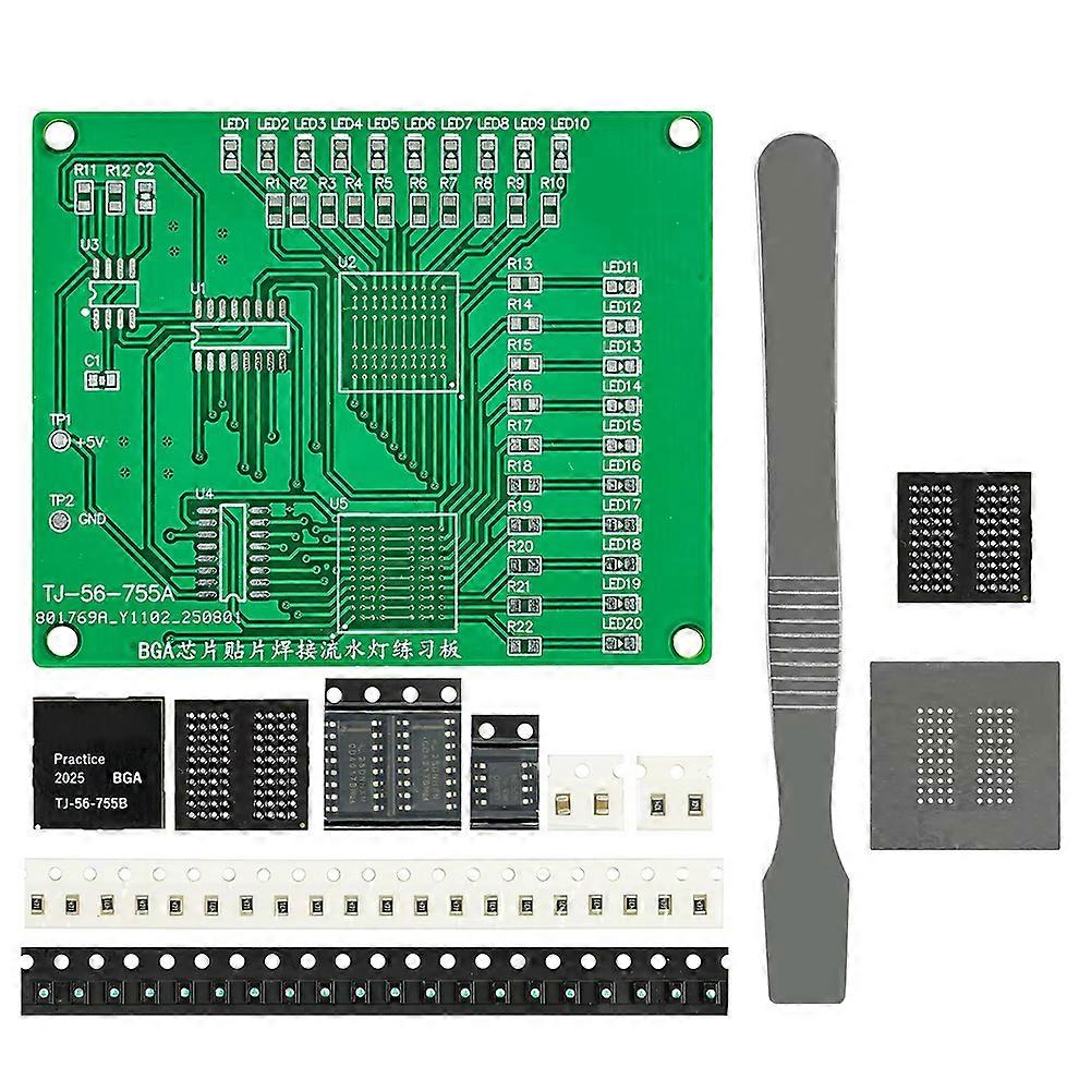  BGA Chip SMD Component Soldering Practice Board Assembly Kit 555+4017 SMT LED Flowing Light Components