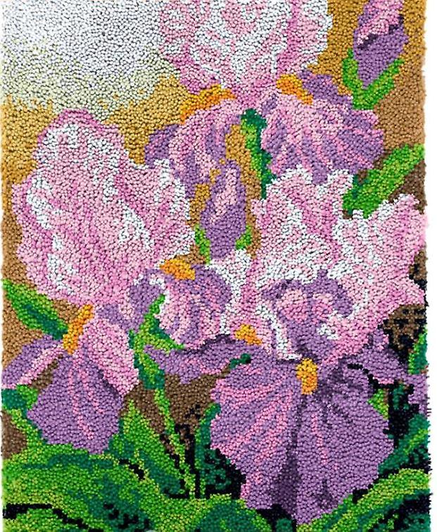 Rug Making Latch Hooking Kit | Purple Iris (58x85cm Blank Canvas)