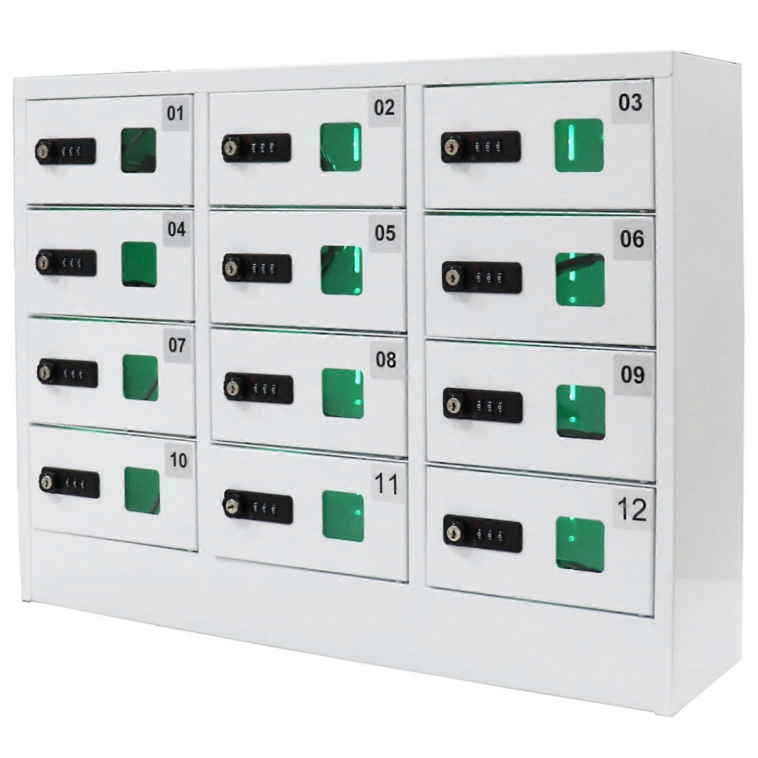 Cell Phone Charging Locker with 12 Compartments, Fast Charge and Secure Storage for Classroom
