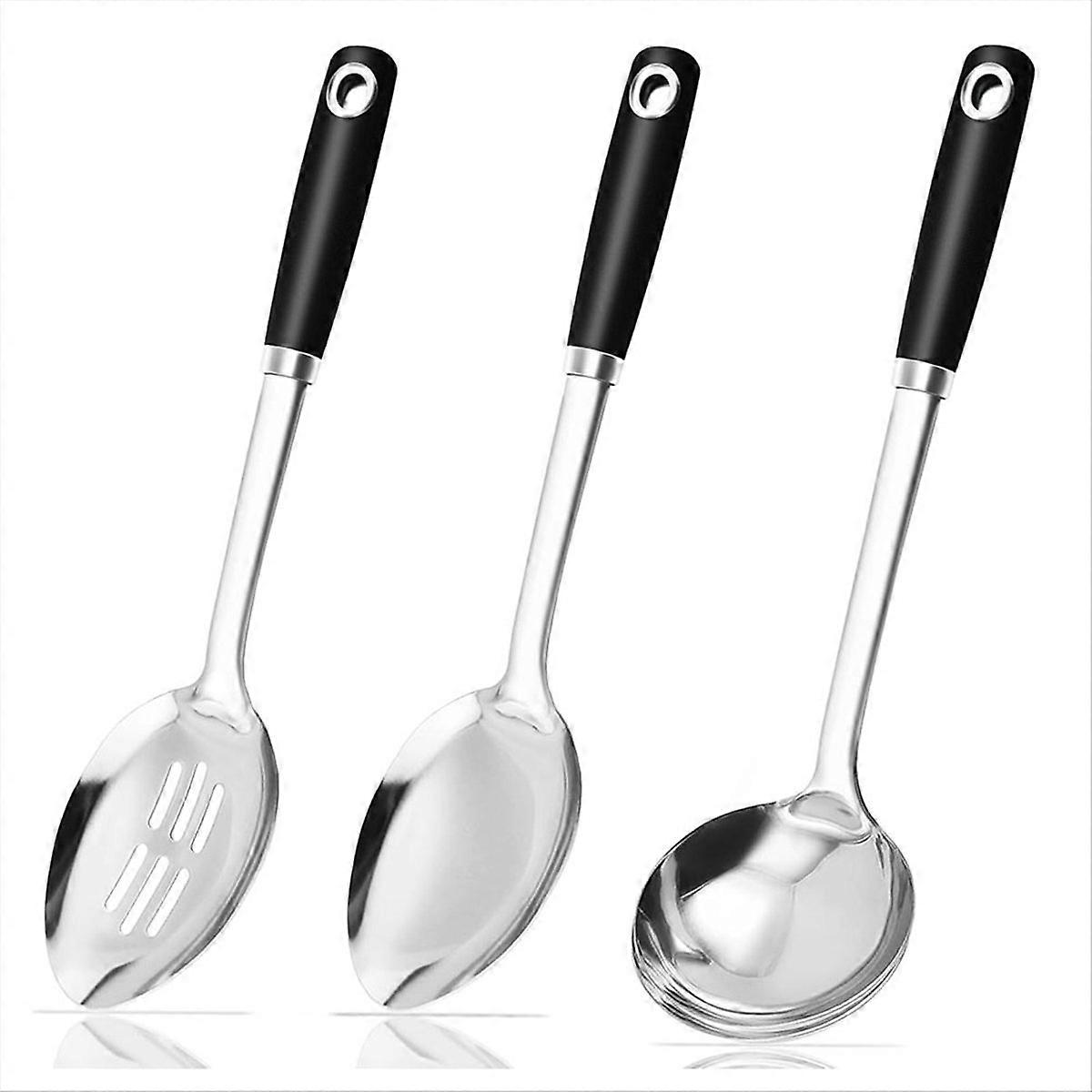 3pcs Cooking Spoons, Large Serving Spoons Set, Slotted Spoon