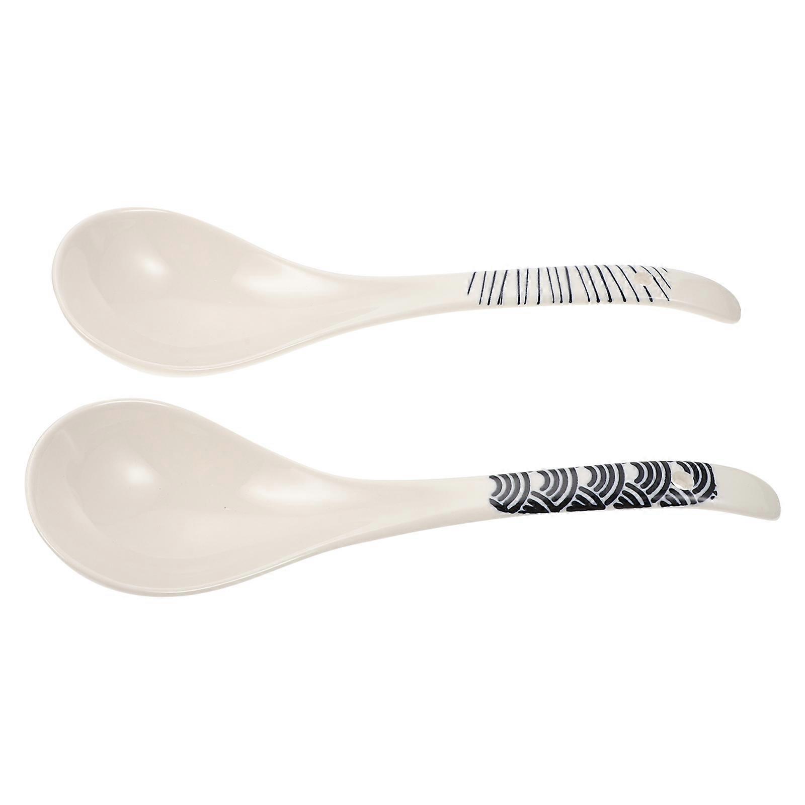 Ceramic Spoons Soup Spoons Designed for Home 2Pcs Set