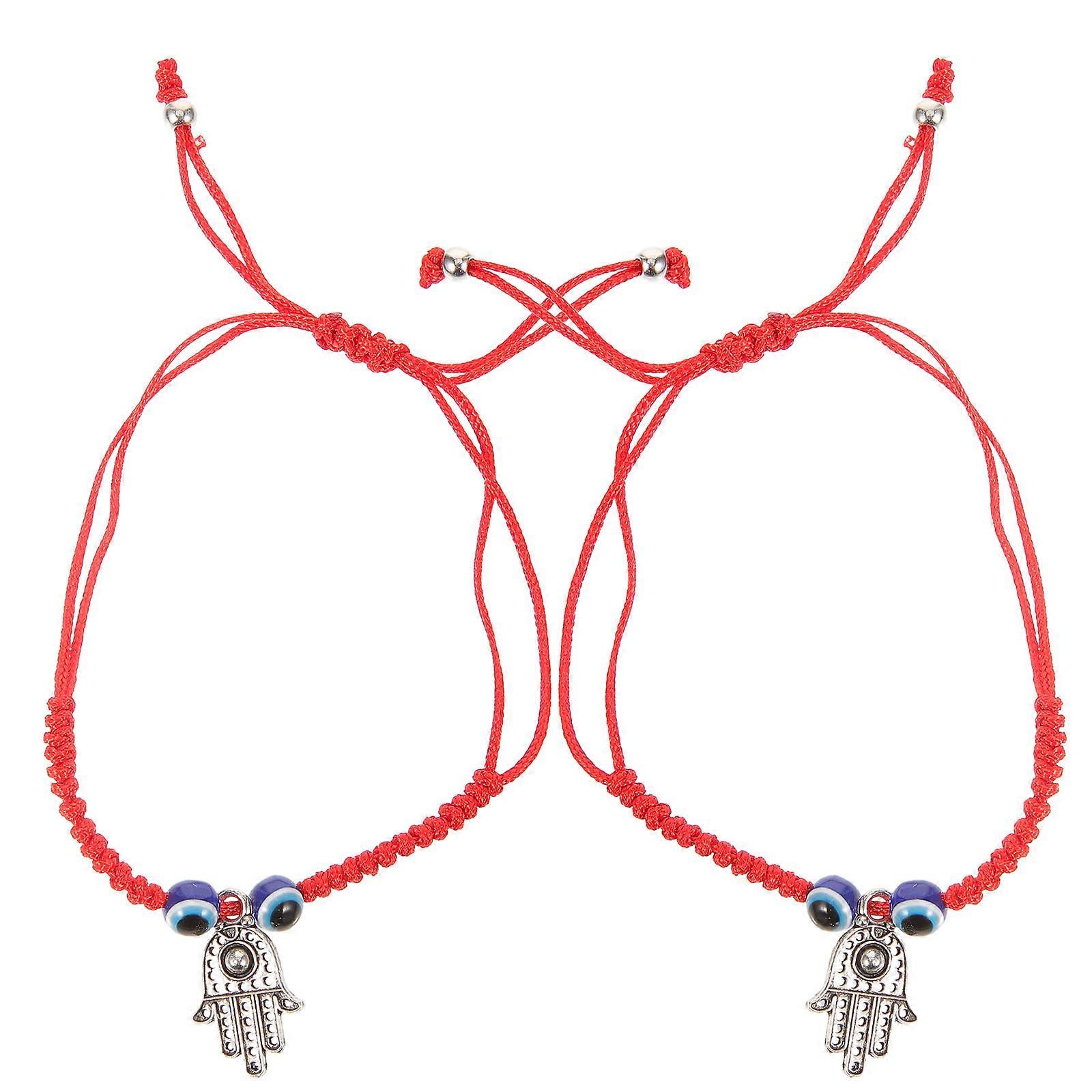 String Bracelets For Men Evil Eye Adjustable Good Fortune Symbol 2Pcs