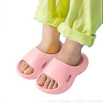 Meisjes en jongens slippers, zomerse mode, effen kleur, open teenslippers, niet-zachte zool, waterschoenen, casual buitenslippers voor kinderen, roze, 4-4,5 jaar