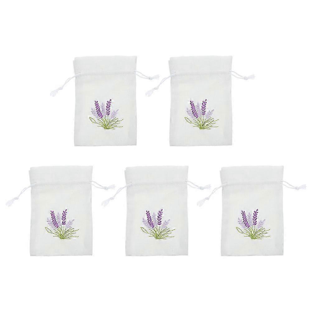 5pcs Lavender Pattern Drawstring Empty Sachet Gift DIY Storage Bags