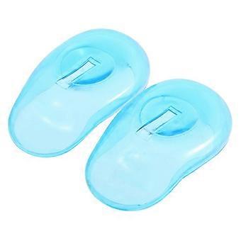 2 Pcs Clear Silicone Ear Cover Home Salon Hair Dye Shield Protectors Blue