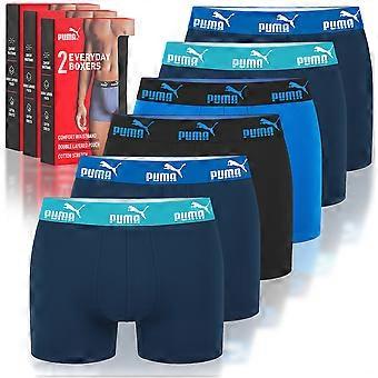 Conjunto de 6 cuecas boxer masculinas Puma, em algodão, nas cores azul marinho, tamanho G.