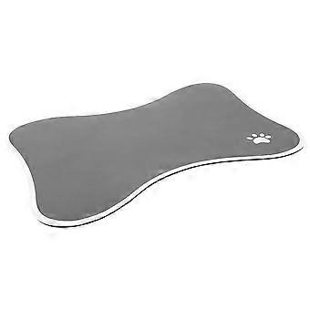 Pet Bowl Mat Fashionable Grey Non-skid Bone Shaped Feeding Pad For Cats 1 Pcs