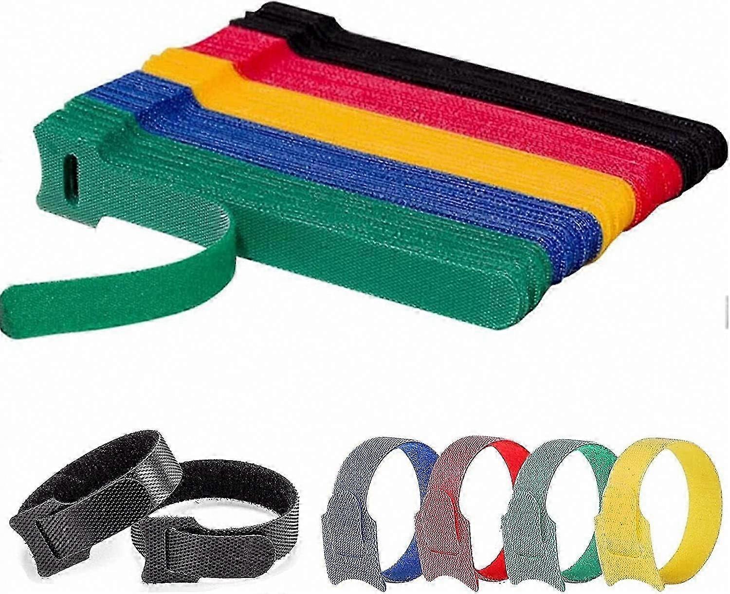 100-Pack Adjustable Hook and Loop Straps 150x12mm for Cable Management