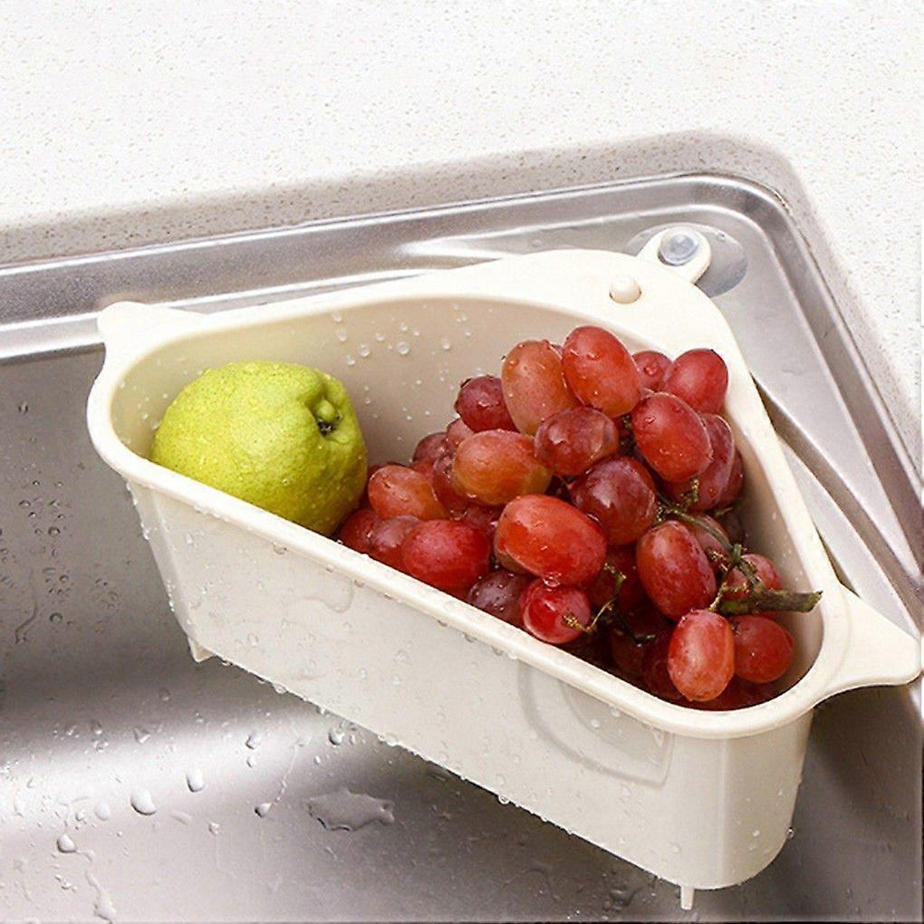 Triangular storage rack, multi-functional household kitchen fruit and vegetable suction cup drainer