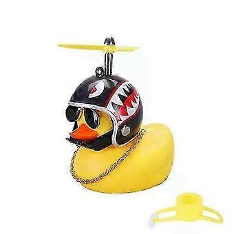 2026 Goed!! Leuk eendje-ornament met helm, propeller, zonnebril, metalen ketting, rubber en metaal, voor auto, fiets, kinderhelmdecoratie, 45 g