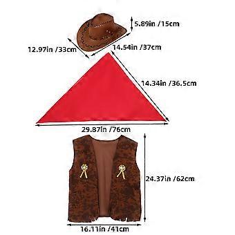 1 Set Adult Cowboy Costume Cowgirl Western Outfits Set Vest Hat Bandana For Women Men Halloween Dress Up Party Cosplay Accessories 160-180 XXL