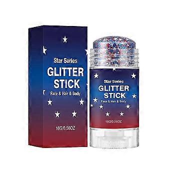 Star Series Glitter Stick Multifunctionele Glitter voor Gezicht, Haar & Lichaam, Patriottische Rood Wit Blauw Holografische Glans voor Concerten, Raves & Festivals