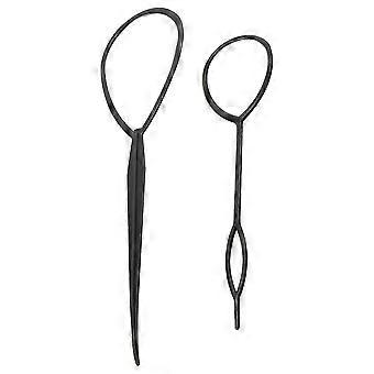 2 pcs Topsy Tail Hair Styler Hair Style Hair Twister Snare Loop Black