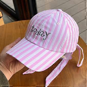 Koreansk version broderad bokstavsrandig söt fluga basebollkeps för flickor mångsidig solskyddande anknäbbshatt