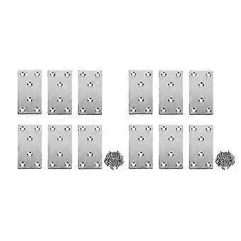 12 Pcs Stainless Steel Heavy Duty Mending Plates, Straight Brace Brackets for Furniture Repair and DIY Projects, 80x40mm