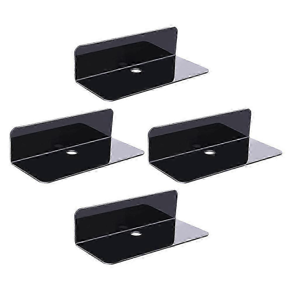 4Pcs Self Adhesive Black Wall Floating Shelves for Storage