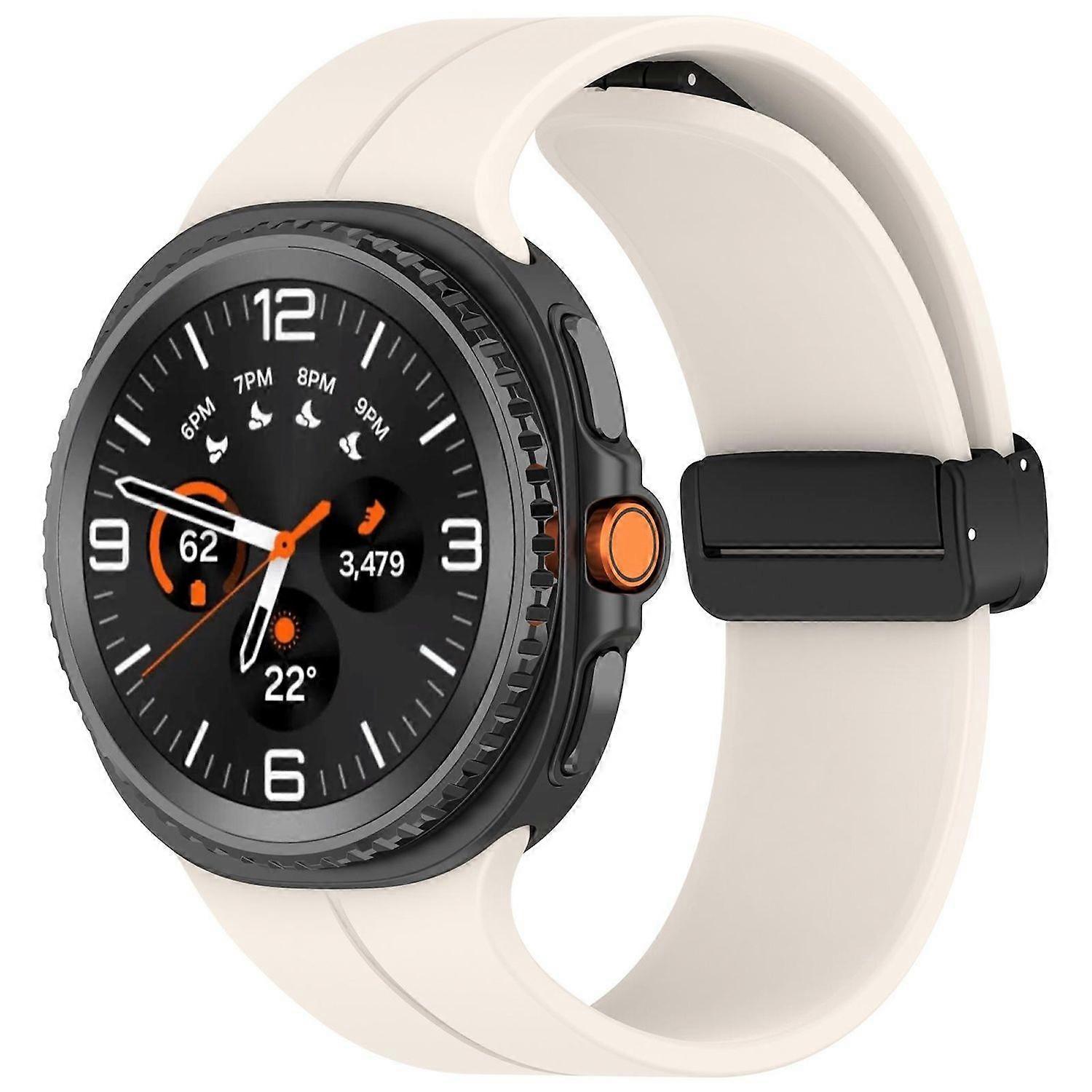 Silicone strap with magnetic folding clasp for Samsung Galaxy Watch 8 / 8 Classic, beige