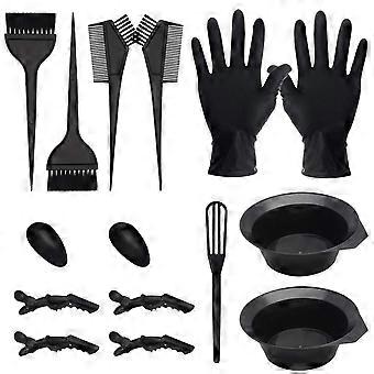 15 Pcs Hair Dye Coloring Kit, Hair Coloring Dyeing Bleaching DIY Salon Tool, Hair Tinting Bowl\\/Dye Brush\\/Mixing Spoon\\/Ear Cover\\/Gloves\\/Tint 