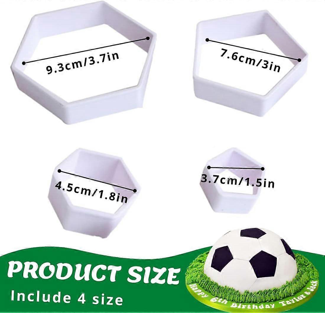 4 Football Pattern Cookie Cutters - Soccer Theme Baking