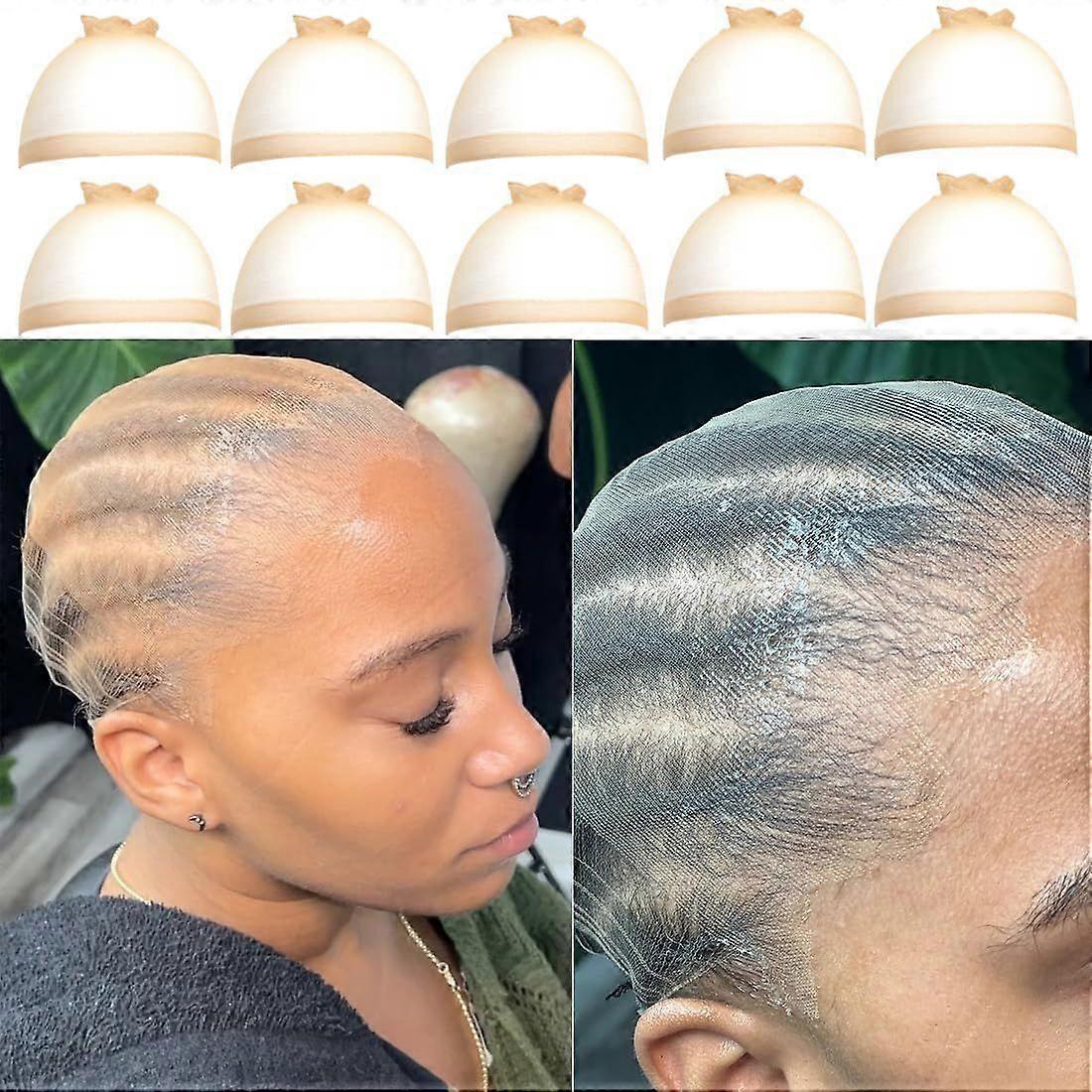 10 Pack Clear HD Wig Caps, Women's Thin Nylon Caps