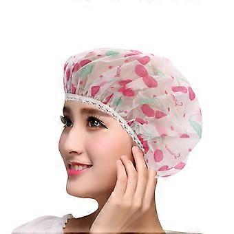 5pcs Frauen Wasserdichter Duschbadehut mit Bär Bowknot Ballon Kirsche Design für Erwachsene