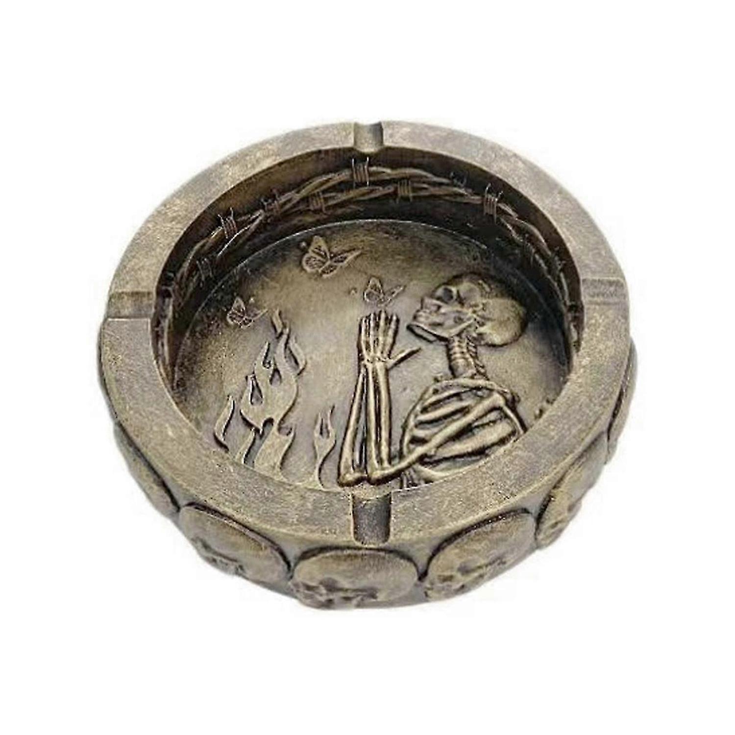 Funny Skull Ashtray Tray Container copper