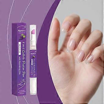 4In1 Cuticle Pusher Pen With Natural Grape Nourishing Oil, Gentle Moisturizing Manicure Care Tool For Fingernail And Toenail