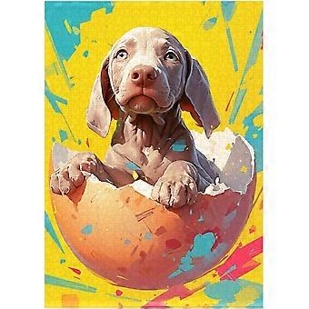 Baby Weimaraner Hatching Egg Jigsaw Puzzle Celebrating Pet's 1st Birthday and Holiday Puzzle for Easter AZQ326