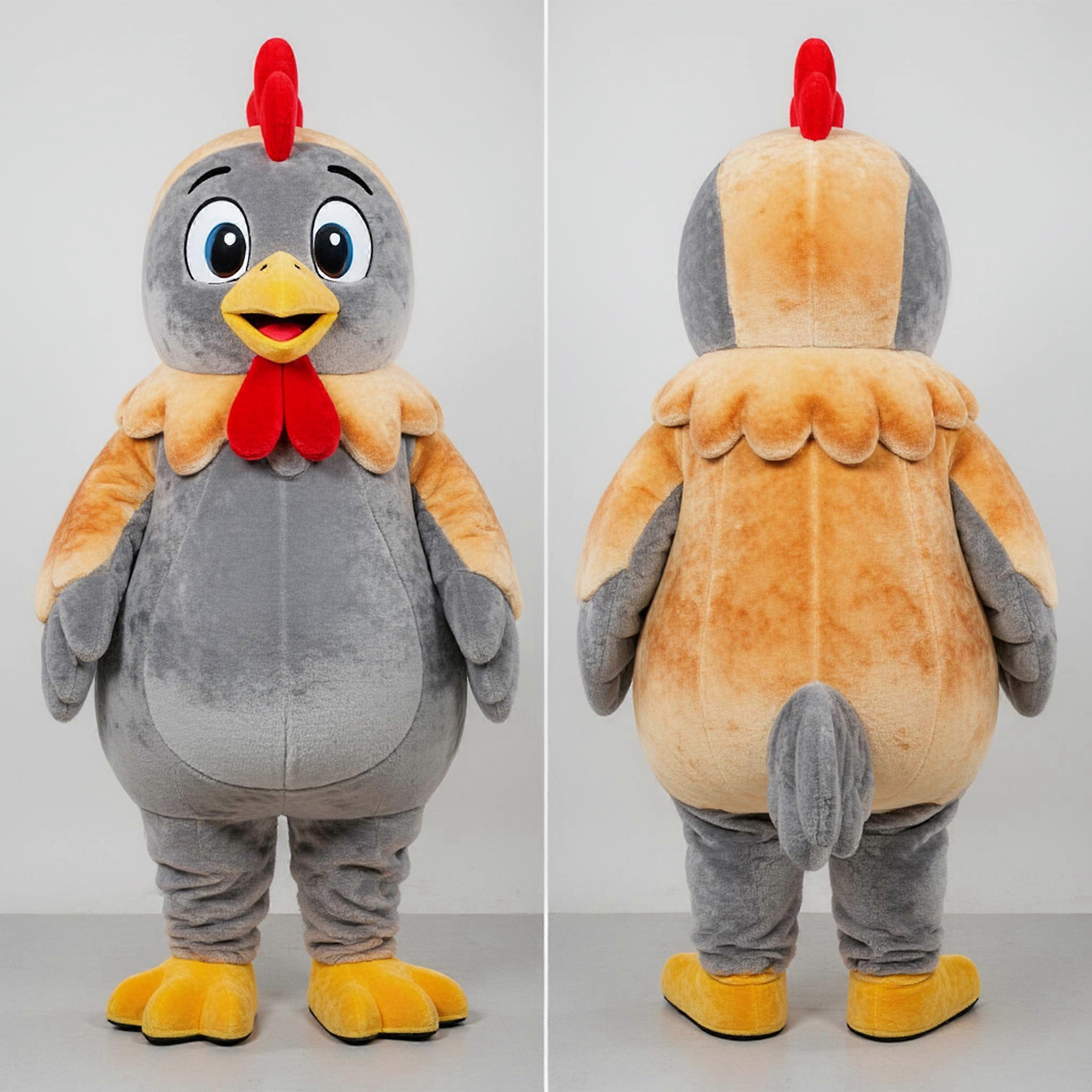 MASTICOT Velvety Gray Chicken Parmesan Mascot