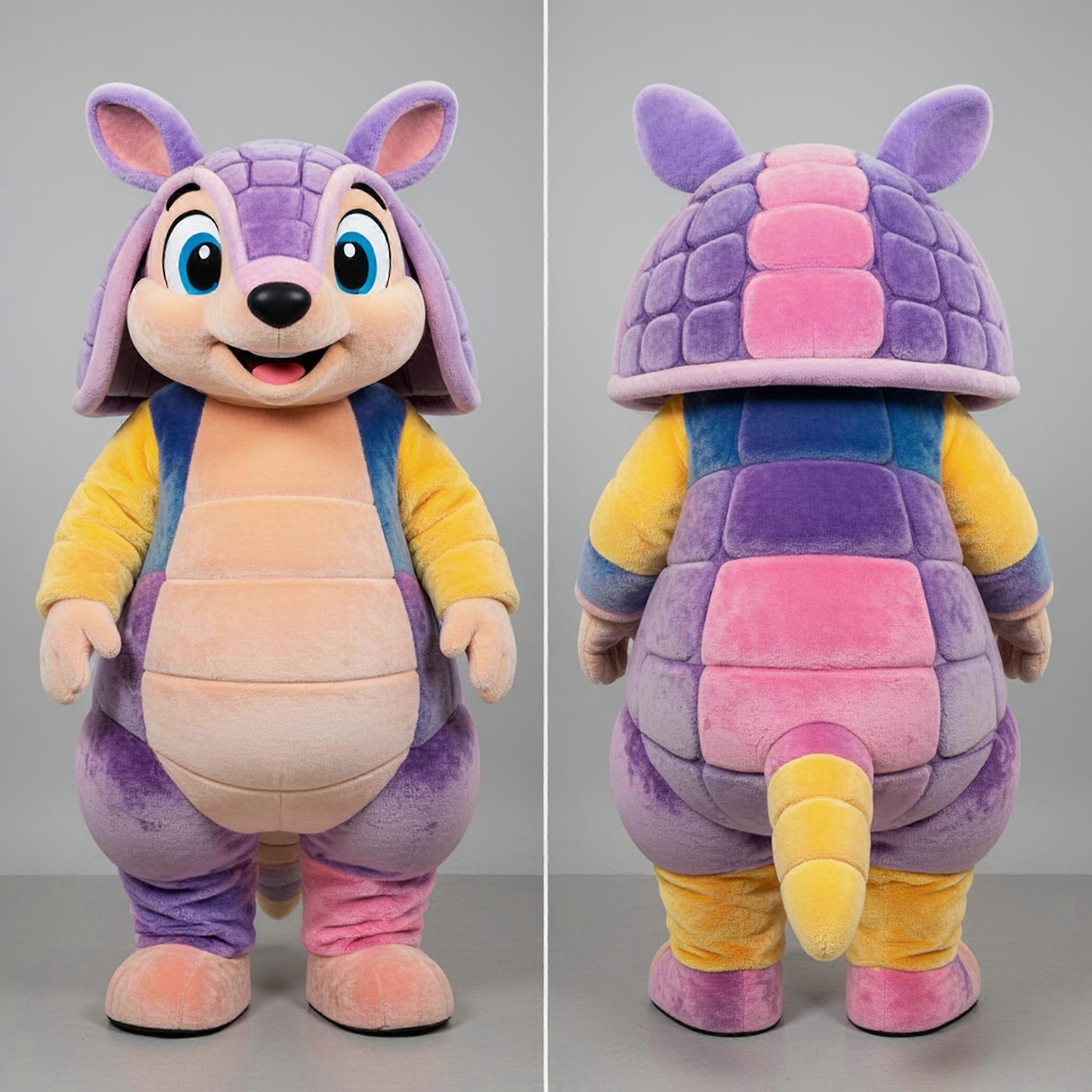 MASTICOT Brown Rounded Cartoon Armadillo Mascot