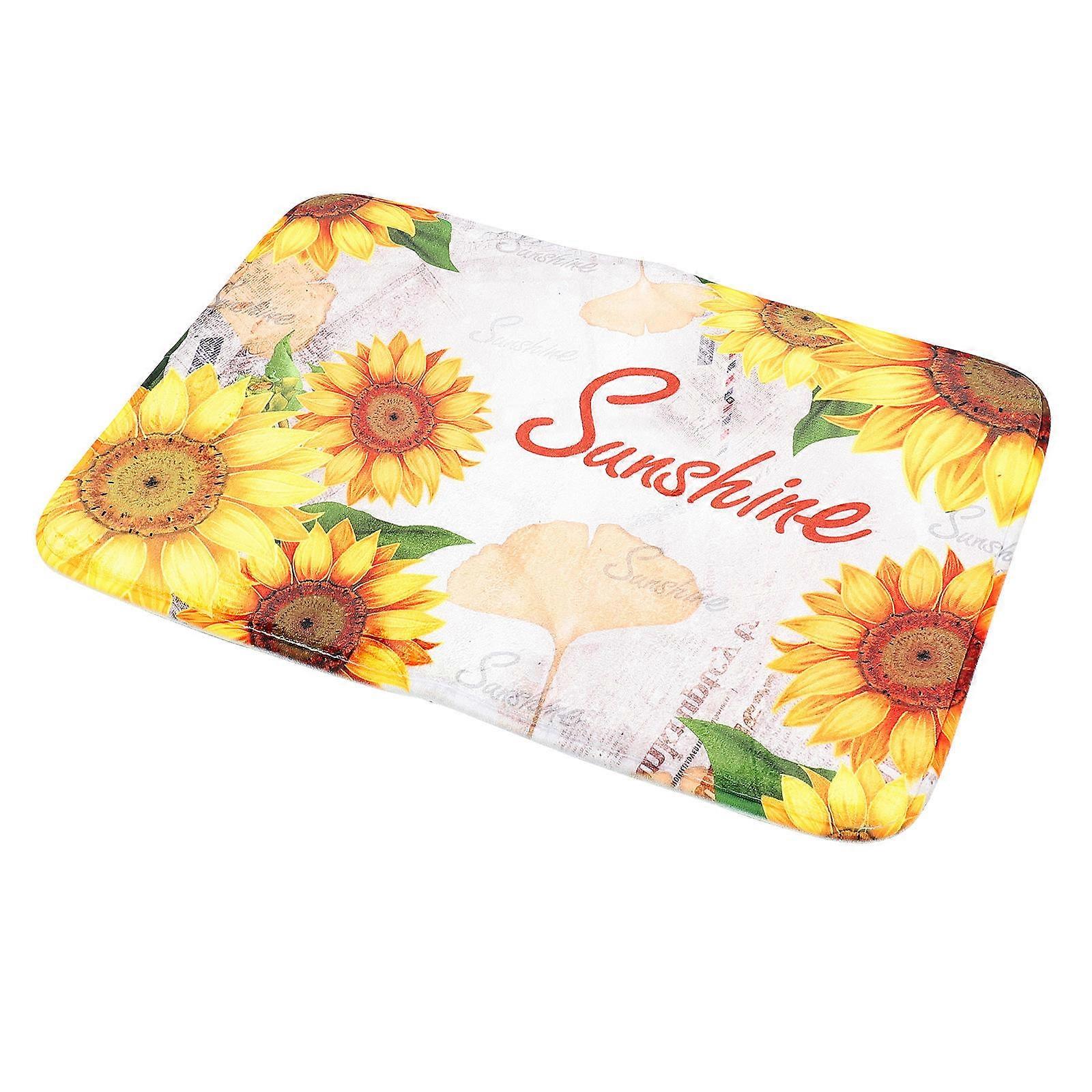 Polyester Bathroom Mat Anti-Skid Function 5Pcs with Sunflower Print