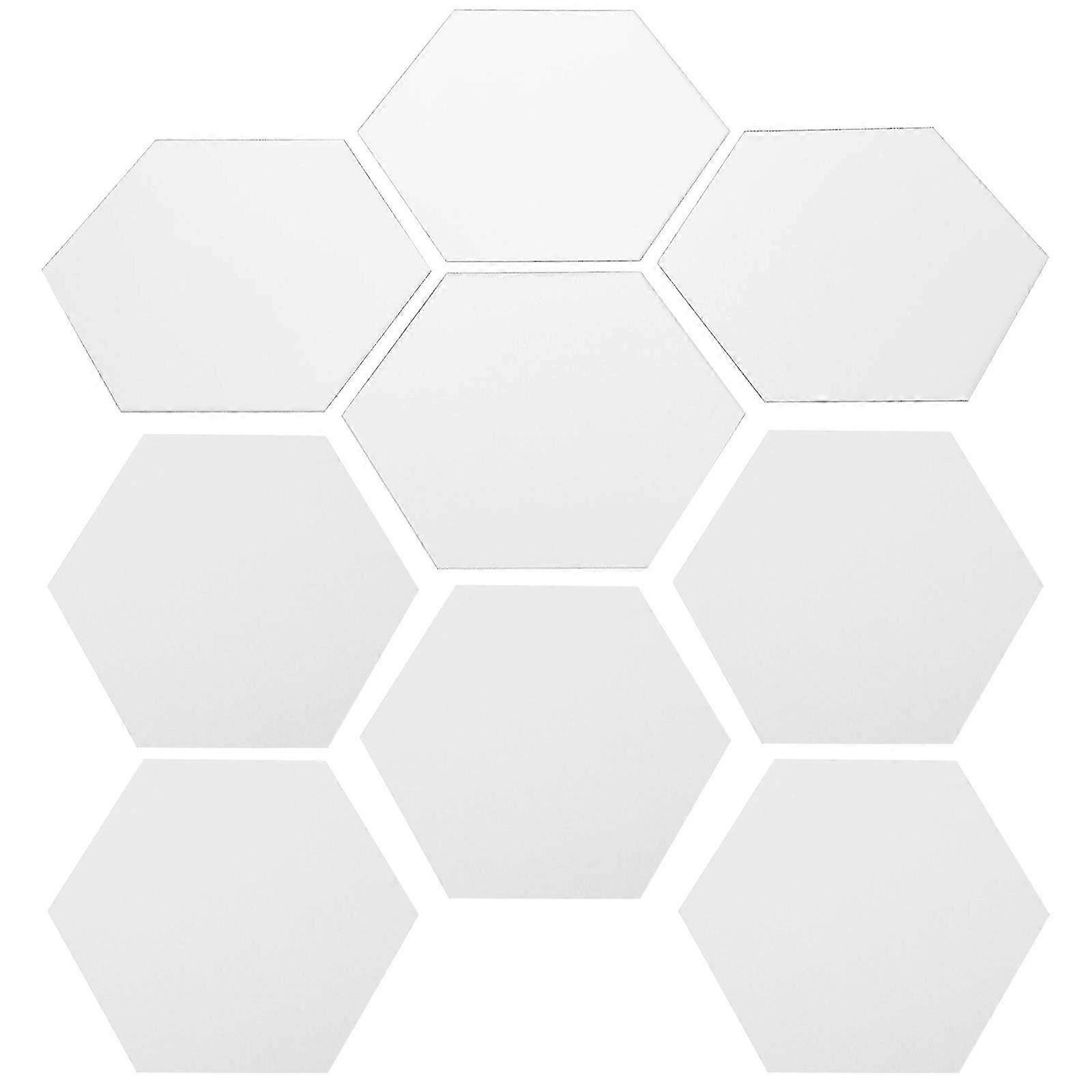 Silver Hexagon Mirror Wall Stickers