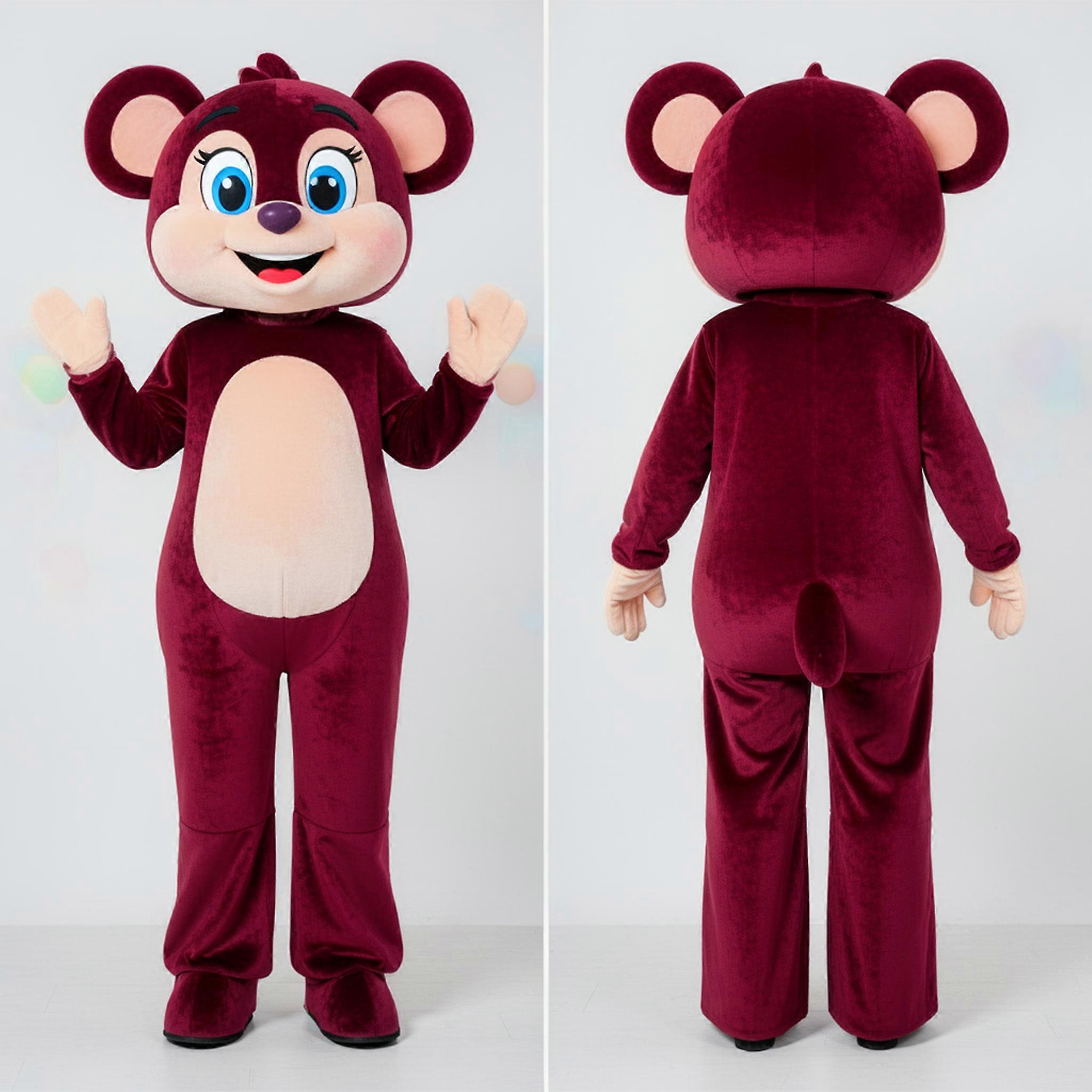 MASTICOT Maroon Cartoon Stilt Walker Mascot