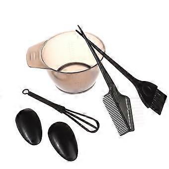 5Pcs Hair Dye Brush Bowl Set With Ear Caps Mixing Rod Hair Tint Dying Coloring Applicator Brush Hairdressing Style Accessories
