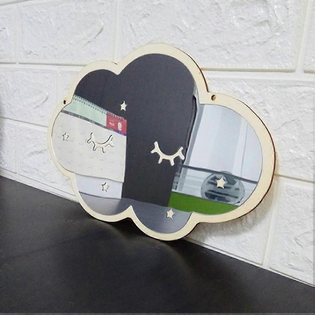 Wooden Frame Wall Mirror for Reflection Acrylic Hanging Mirror Cloud Shape