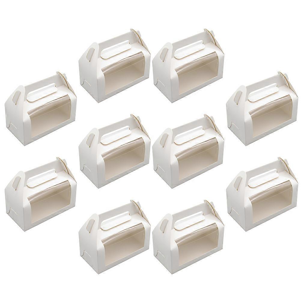 Egg Cake Box Handheld Baking Boxes compatible with Storage 10Pcs Portable White Design