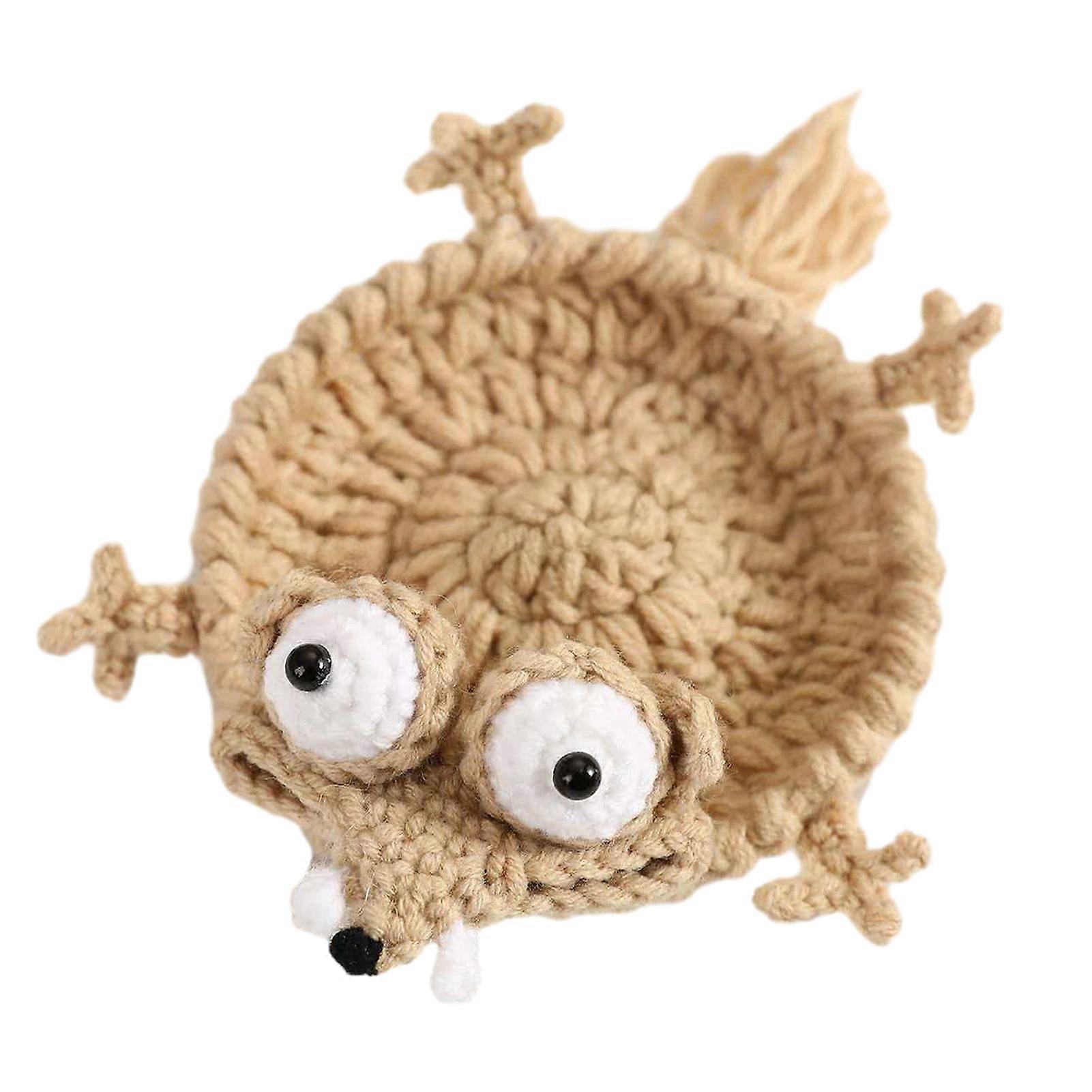 Flip-Action Crochet Squirrel Coaster
