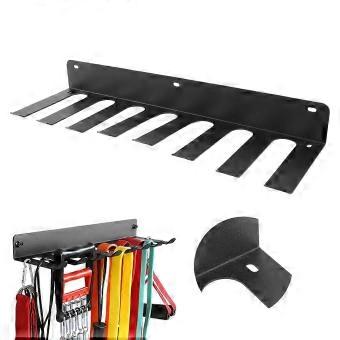Heavy Duty Wall Mount Gym Storage Rack with 8 Hooks, 16 Inch Fitness Equipment Organizer