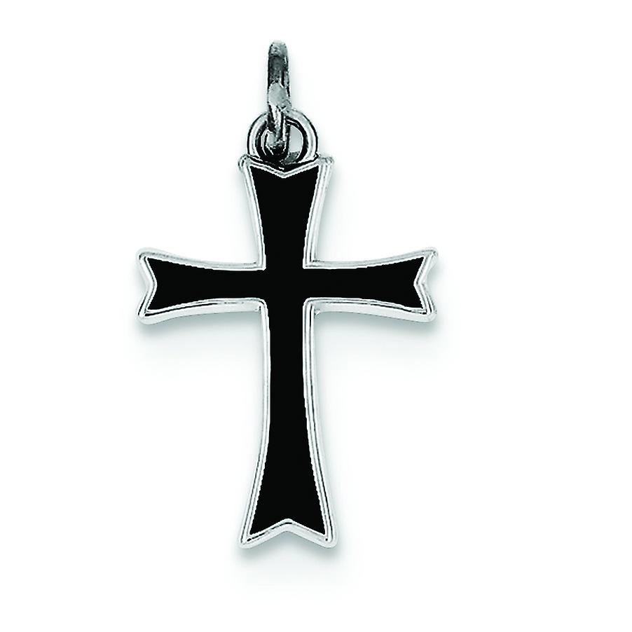 925 Sterling Silver Faith Cross Pendant - Oxidized Simulated Onyx Cross 43x27mm, Polished Back, No Chain Included - View #9