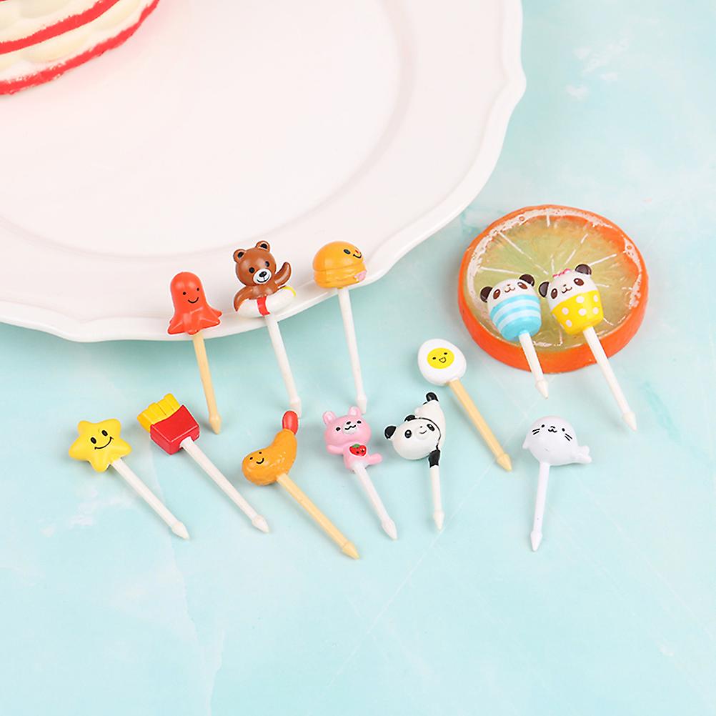 5kpl satunnainen sarjakuvaeläinkakku Hedelmähaarukka Hedelmähammastikku Bento-tarvikkeet