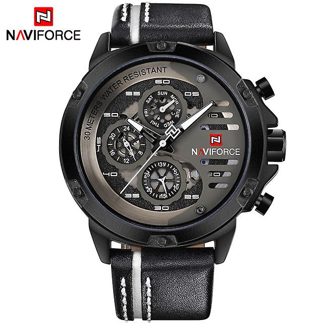 Naviforce Lüks Marka Erkekler Spor Saatler Erkekler Deri Kuvars Su Geçirmez Tarih Saat Adam Askeri Kol İzle
