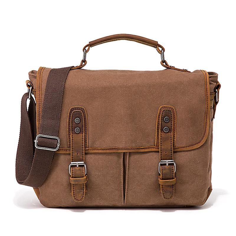 2020 New Men's Bag Retro Canvas Bag Crazy Horse Cowhide Briefcase European And American One Shoulder Shoulder Messenger Handbag