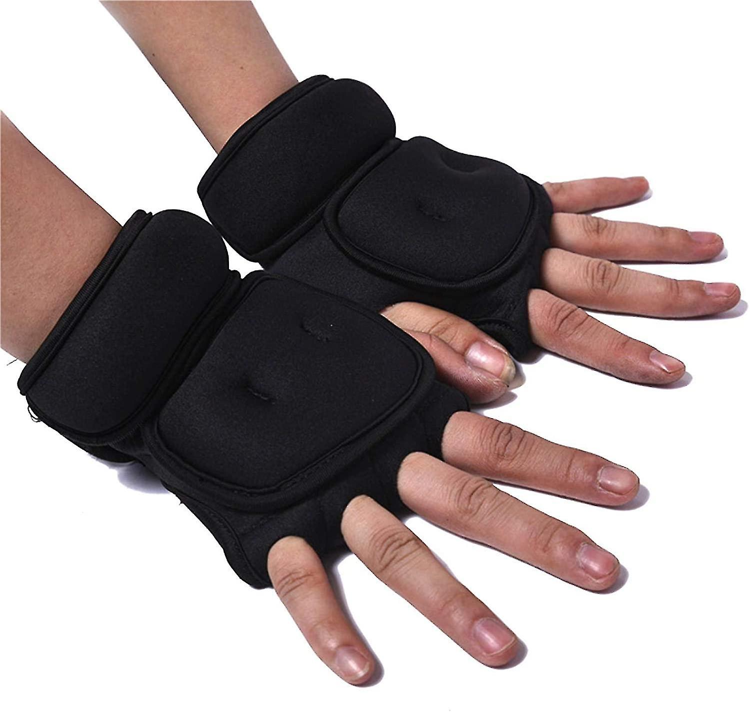 Gants d’exercice lestés, paire de 2 lb, sac de sable Gants d’entraînement de poids Gants de fitness avec Wr