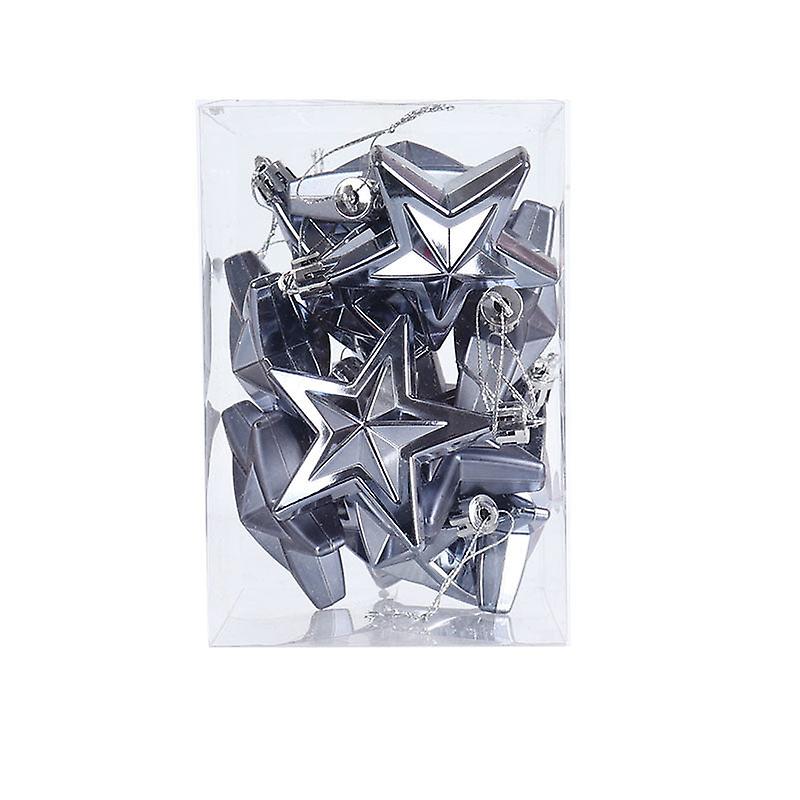 12Pcs/set Electroplating Five-pointed Star Bright Christmas Tree Decorations Holiday Decorations