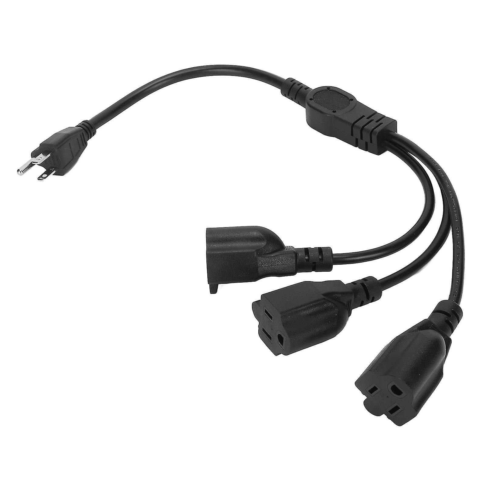 1 to 3 Outlet Power Splitter Cord 16AWG for Computers, Monitors, Printers, 100-240V