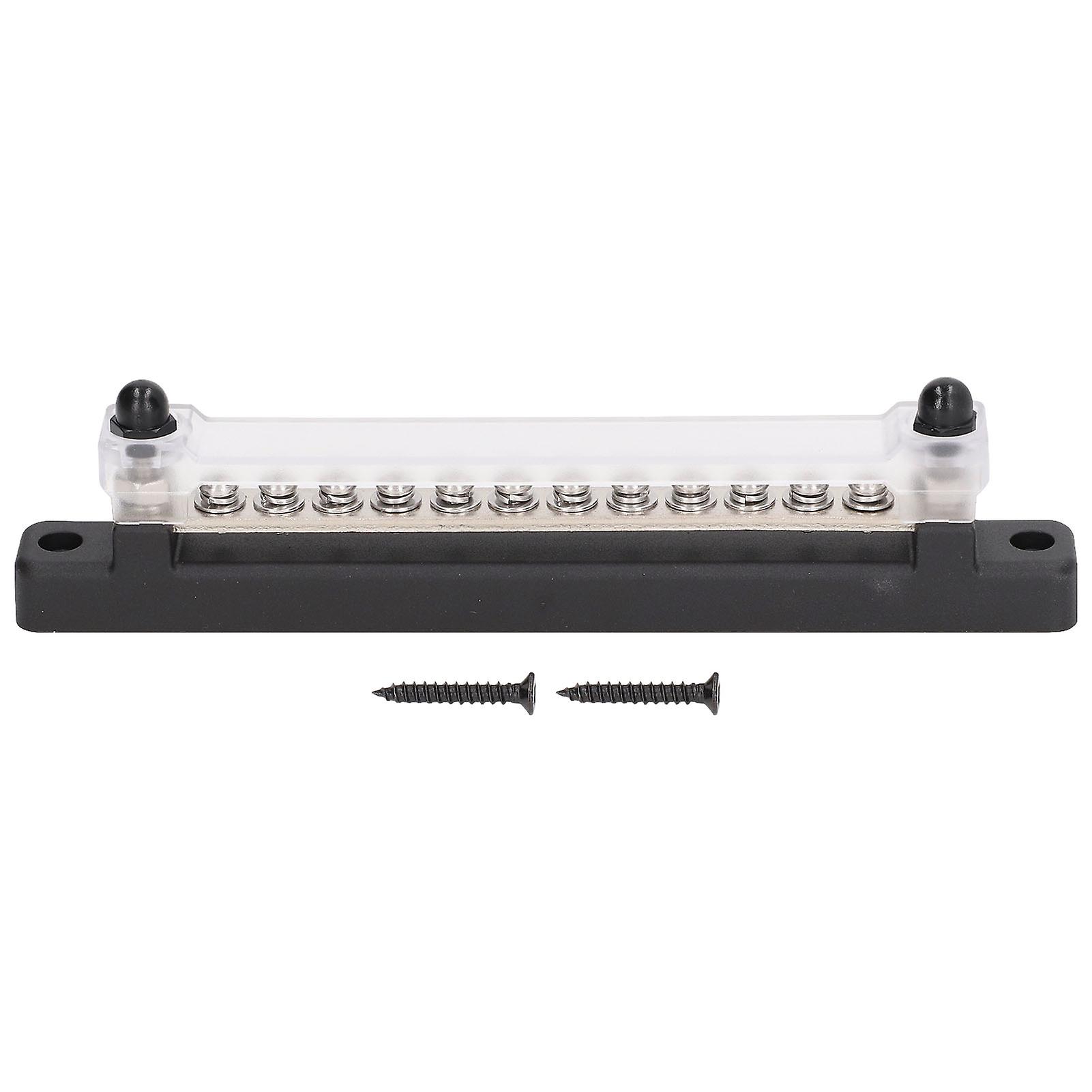 12 Circuit Fuse Block Ground Box Power Distribution Busbar with Protection Cover Bolt 150A