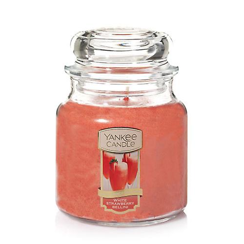 Yankee Classic White Strawberry Bellini Candle Jar Lead Free Natural Fibre Wick