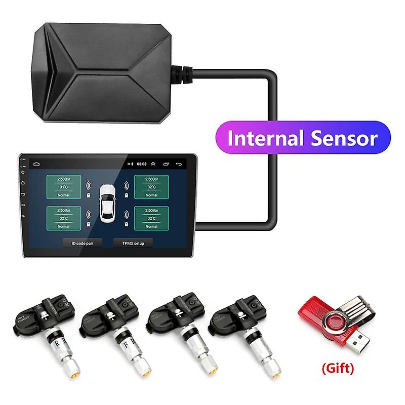 Jmcq Usb Android Tpms Tire Pressure Monitoring System Display For Android Car Dvd Radio Multimedia Player With 4 Sensors